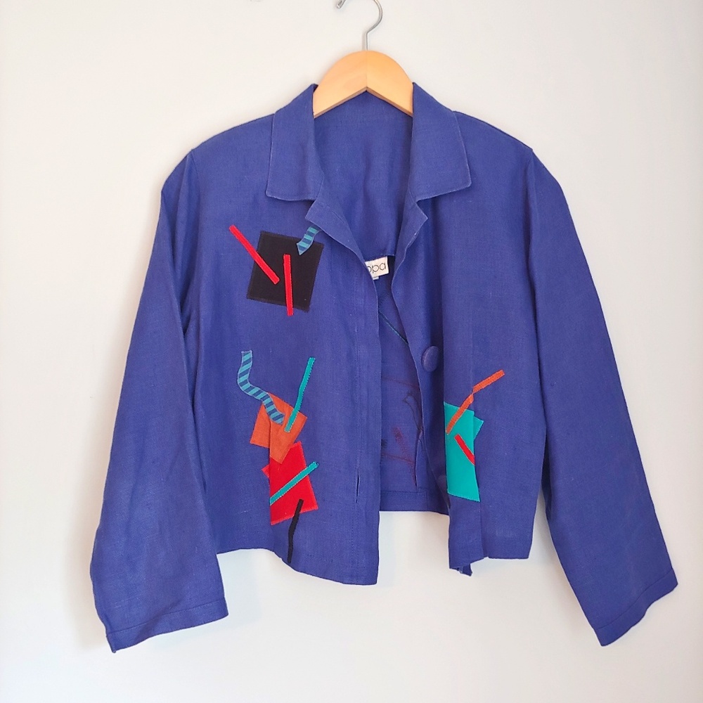 Vintage Beppa Patchwork Cropped Blazer Size XS